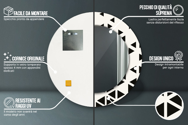 Lustro ścienne dekoracyjne okrągłe Abstrakcyjny geometryczny