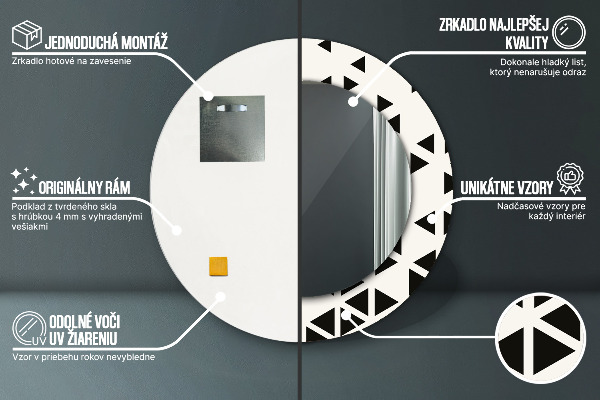 Lustro ścienne dekoracyjne okrągłe Abstrakcyjny geometryczny