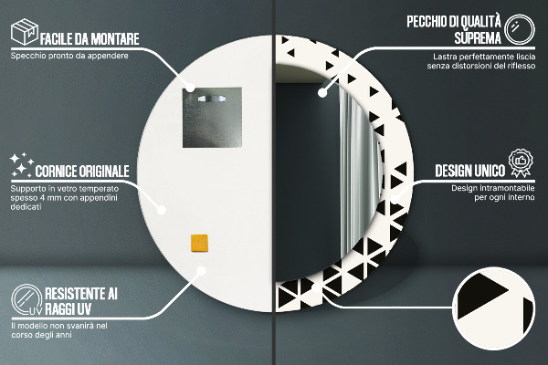 Lustro ścienne dekoracyjne okrągłe Abstrakcyjny geometryczny