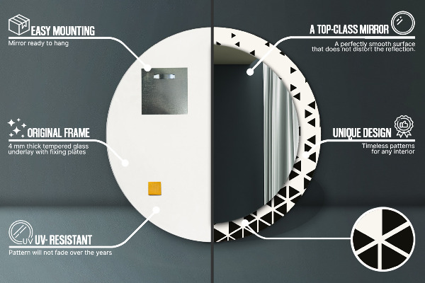 Lustro ścienne dekoracyjne okrągłe Abstrakcyjny geometryczny