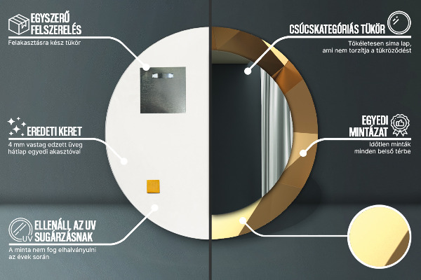 Lustro ścienne dekoracyjne okrągłe Złoto abstrakcja