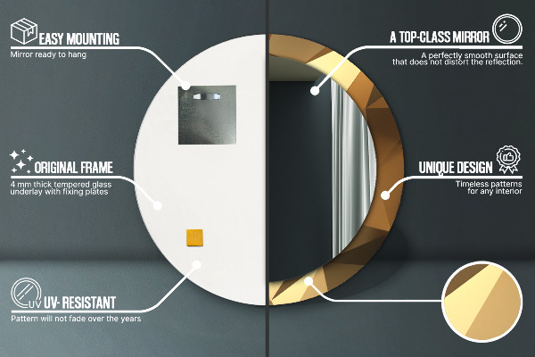 Lustro ścienne dekoracyjne okrągłe Złoto abstrakcja