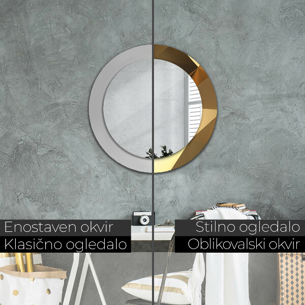 Lustro ścienne dekoracyjne okrągłe Złoto abstrakcja