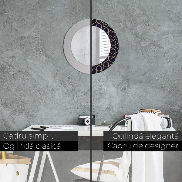 Lustro z drukowaną ramką okrągłe Abstrakcyjny geometryczny