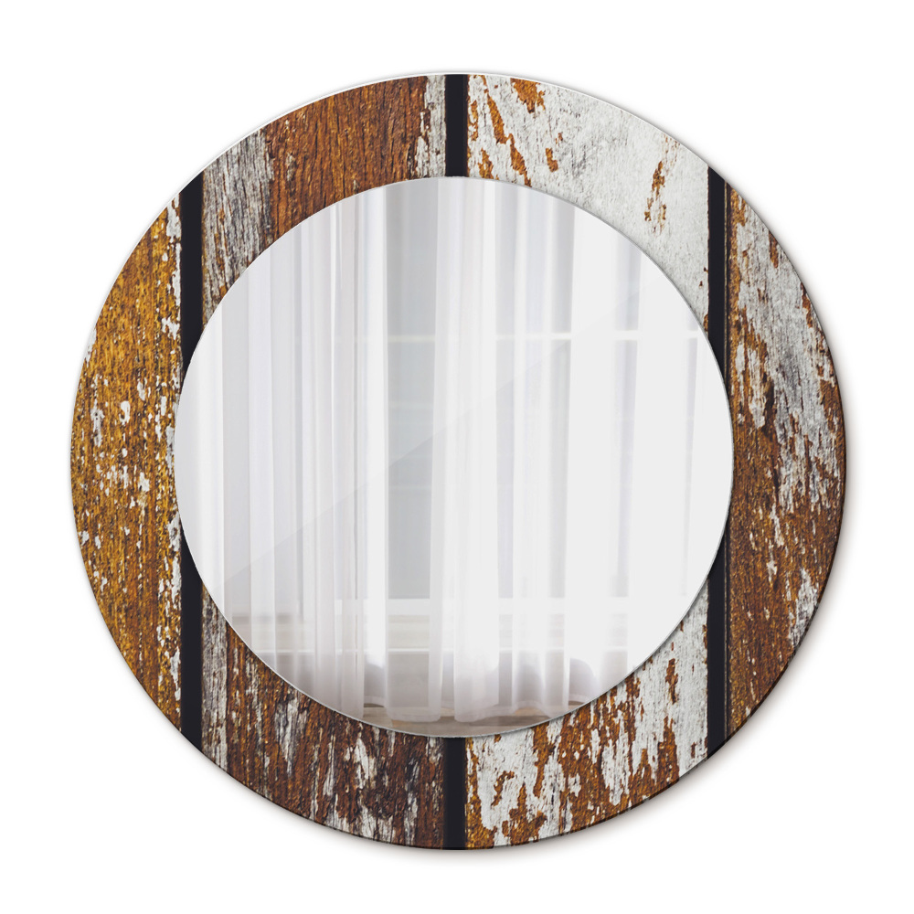 Lustro ścienne dekoracyjne okrągłe Vintage ciemne drewno