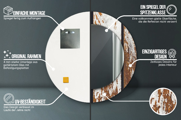 Lustro ścienne dekoracyjne okrągłe Vintage ciemne drewno