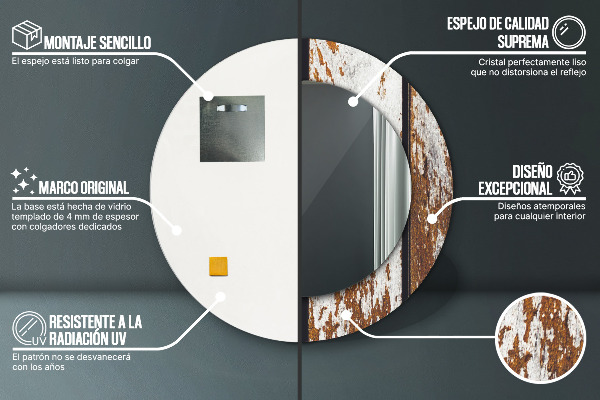 Lustro ścienne dekoracyjne okrągłe Vintage ciemne drewno