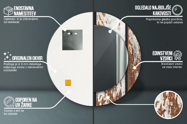 Lustro ścienne dekoracyjne okrągłe Vintage ciemne drewno