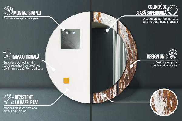 Lustro ścienne dekoracyjne okrągłe Vintage ciemne drewno