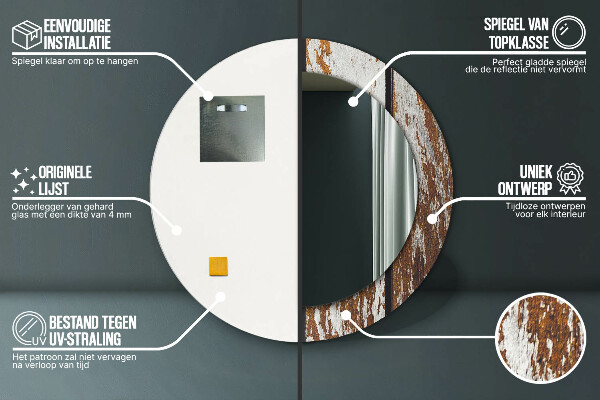 Lustro ścienne dekoracyjne okrągłe Vintage ciemne drewno