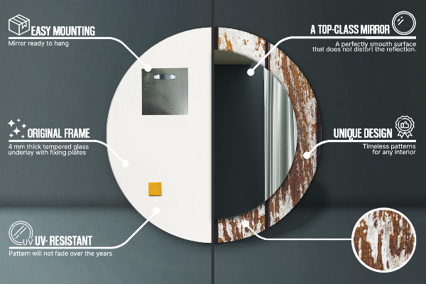 Lustro ścienne dekoracyjne okrągłe Vintage ciemne drewno