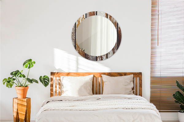 Lustro ścienne dekoracyjne okrągłe Vintage ciemne drewno
