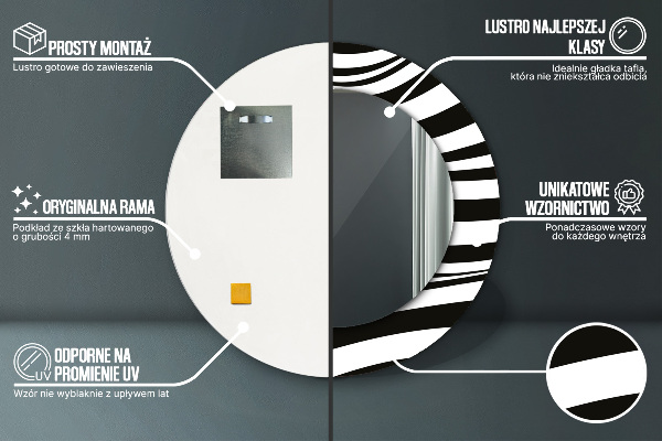 Lustro z drukowaną ramką okrągłe Abstrakcyjna fala