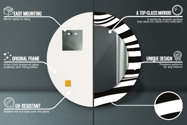 Lustro z drukowaną ramką okrągłe Abstrakcyjna fala