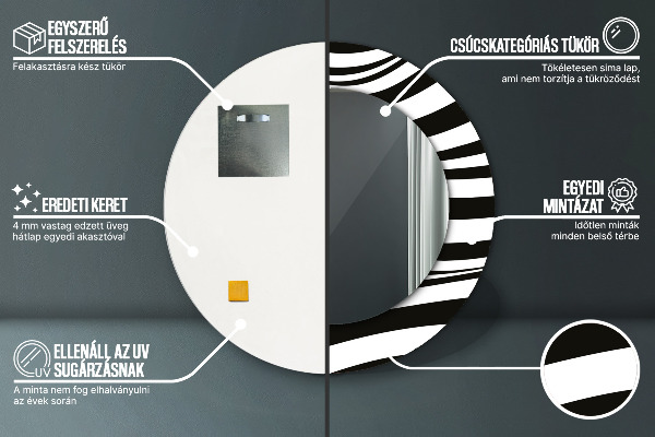 Lustro z drukowaną ramką okrągłe Abstrakcyjna fala