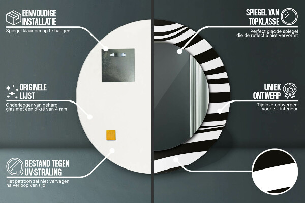 Lustro z drukowaną ramką okrągłe Abstrakcyjna fala