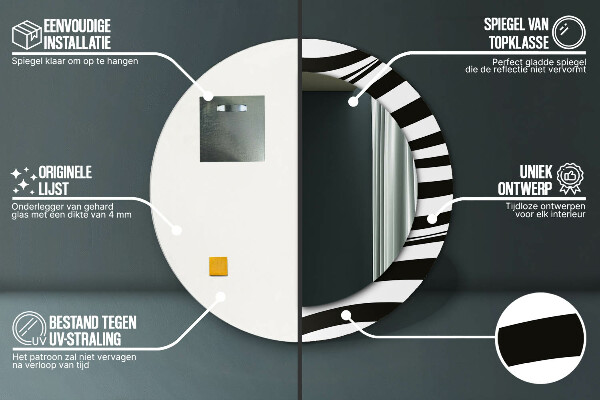 Lustro z drukowaną ramką okrągłe Abstrakcyjna fala