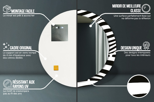 Lustro z drukowaną ramką okrągłe Abstrakcyjna fala