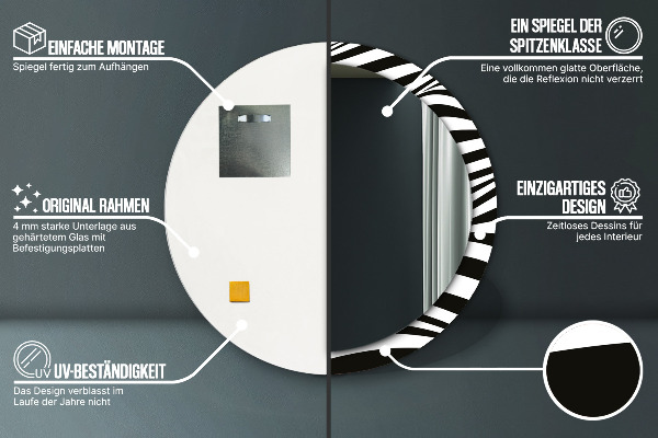 Lustro z drukowaną ramką okrągłe Abstrakcyjna fala