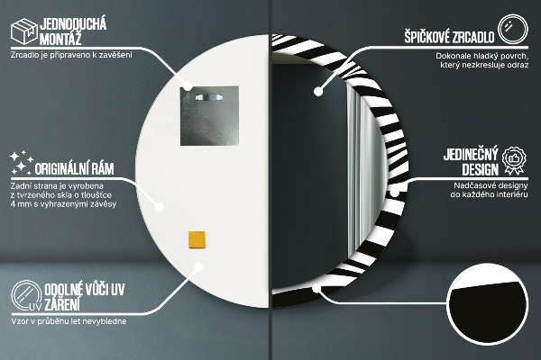 Lustro z drukowaną ramką okrągłe Abstrakcyjna fala
