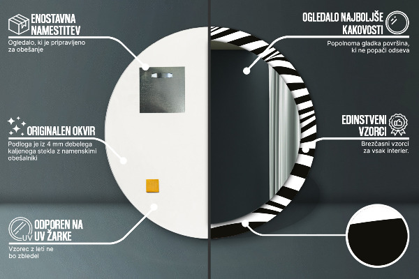 Lustro z drukowaną ramką okrągłe Abstrakcyjna fala