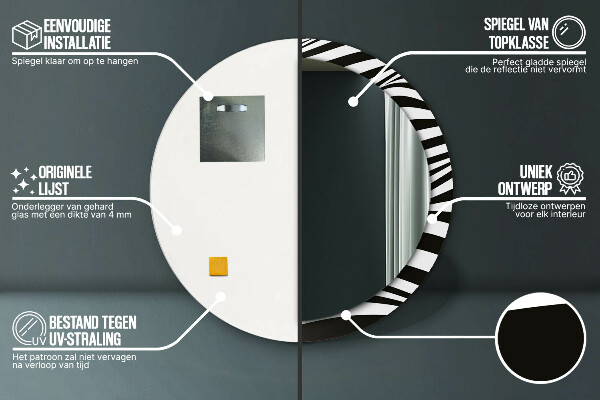 Lustro z drukowaną ramką okrągłe Abstrakcyjna fala