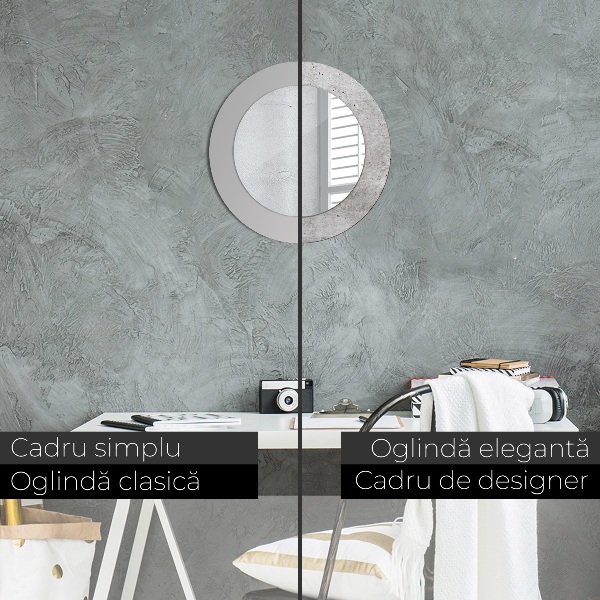 Lustro ramka z nadrukiem okrągłe Szary beton
