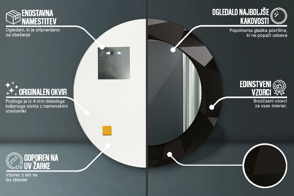 Lustro ramka z nadrukiem okrągłe Abstrakcyjna czerń