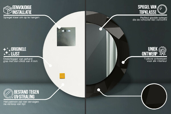 Lustro ramka z nadrukiem okrągłe Abstrakcyjna czerń