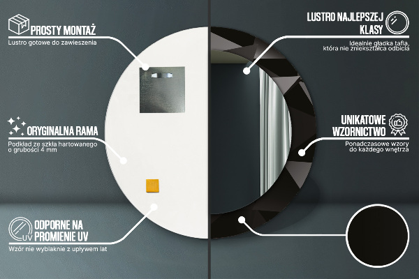 Lustro ramka z nadrukiem okrągłe Abstrakcyjna czerń