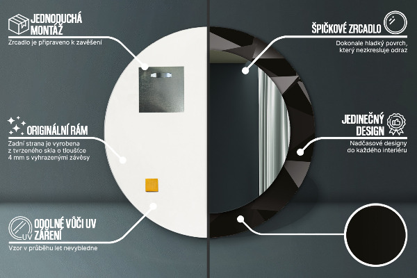 Lustro ramka z nadrukiem okrągłe Abstrakcyjna czerń
