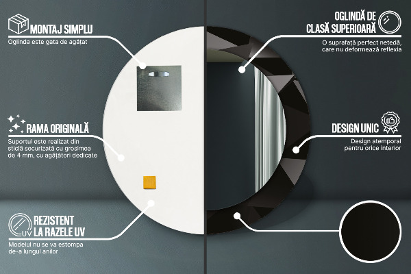 Lustro ramka z nadrukiem okrągłe Abstrakcyjna czerń