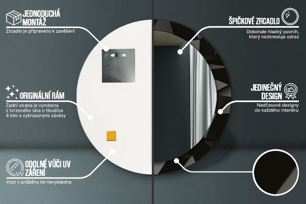 Lustro ramka z nadrukiem okrągłe Abstrakcyjna czerń
