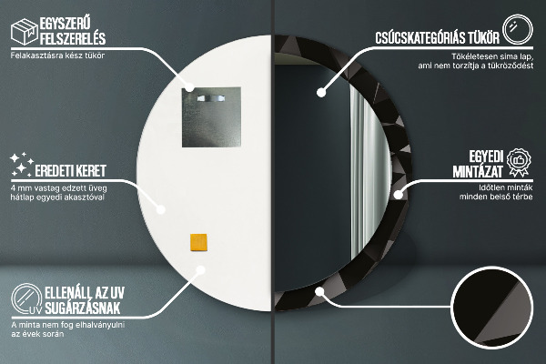 Lustro ramka z nadrukiem okrągłe Abstrakcyjna czerń