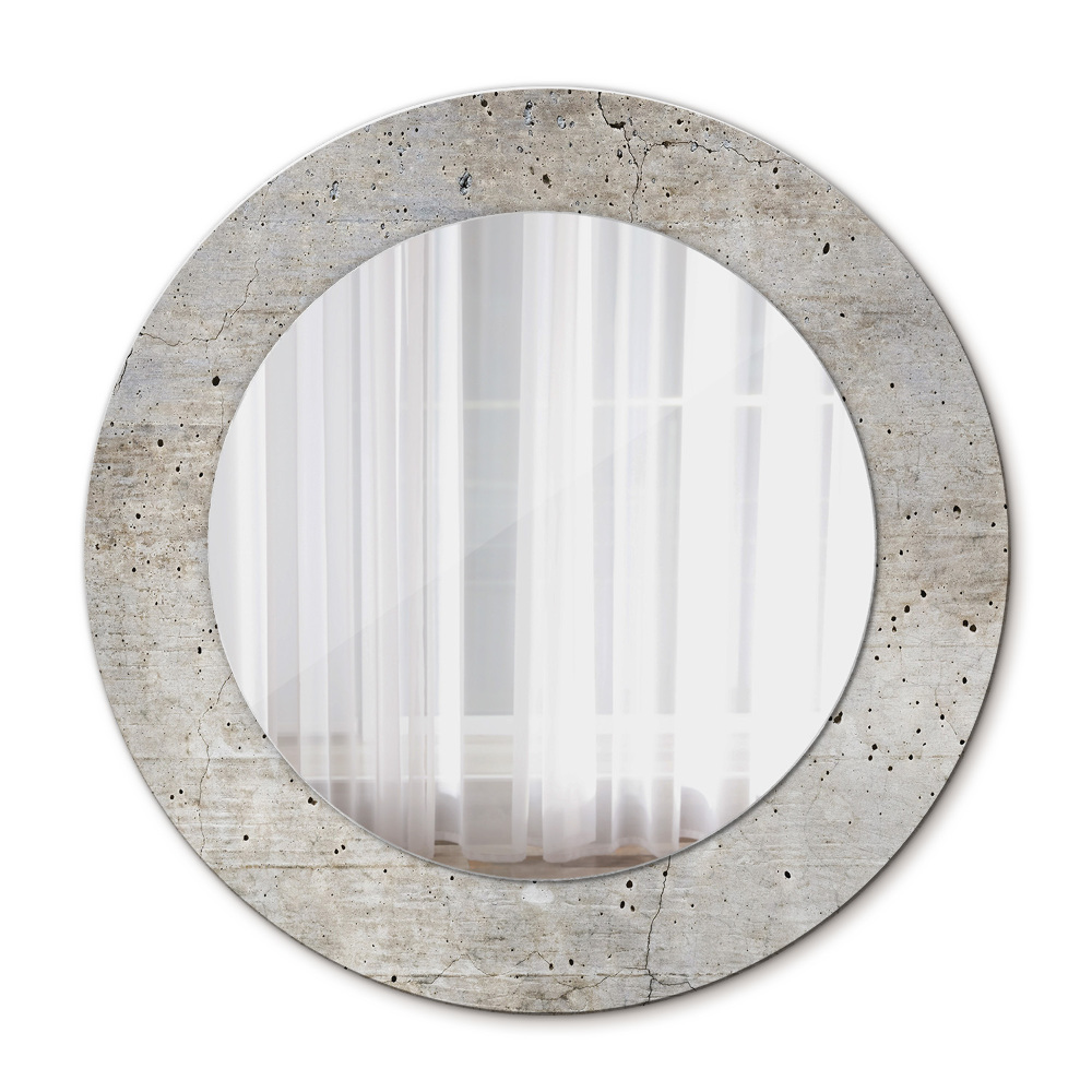 Lustro ramka z nadrukiem okrągłe Szary beton