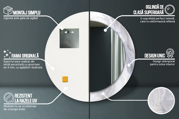 Lustro ramka z nadrukiem okrągłe Abstrakcyjny marmur