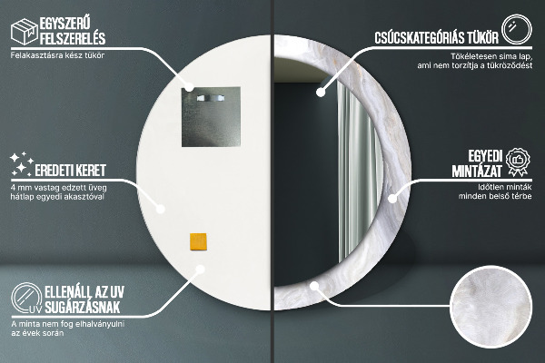 Lustro ramka z nadrukiem okrągłe Abstrakcyjny marmur