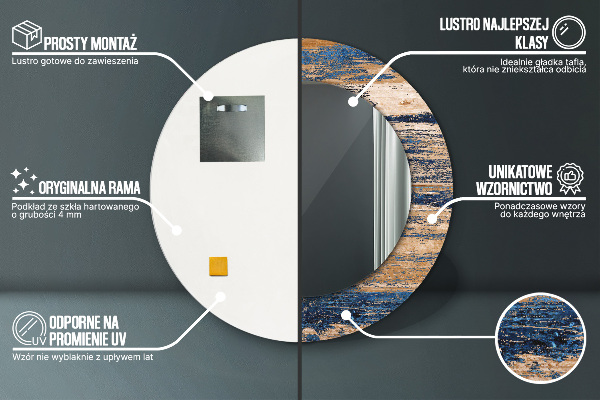 Lustro ramka z nadrukiem okrągłe Abstrakcyjne drewno