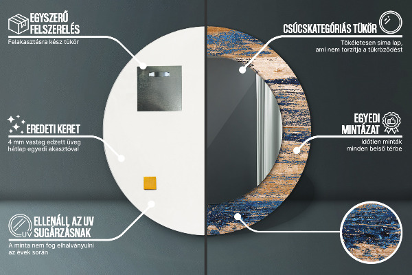 Lustro ramka z nadrukiem okrągłe Abstrakcyjne drewno