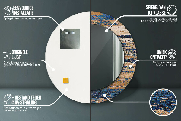 Lustro ramka z nadrukiem okrągłe Abstrakcyjne drewno