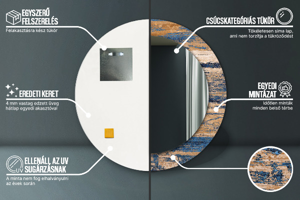 Lustro ramka z nadrukiem okrągłe Abstrakcyjne drewno