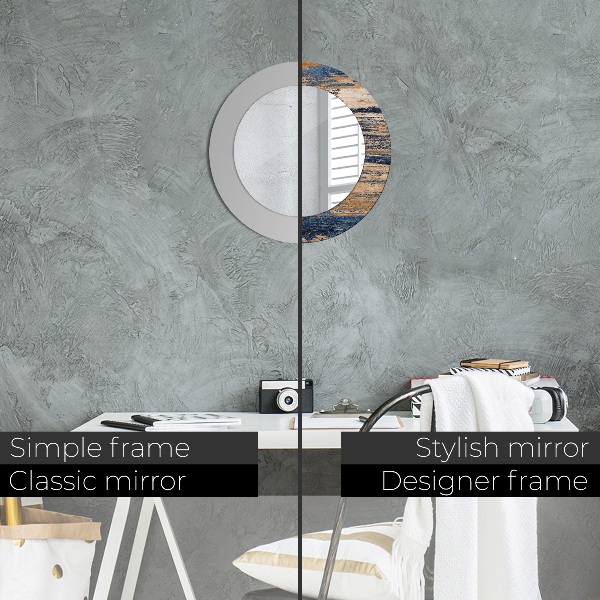 Lustro ramka z nadrukiem okrągłe Abstrakcyjne drewno