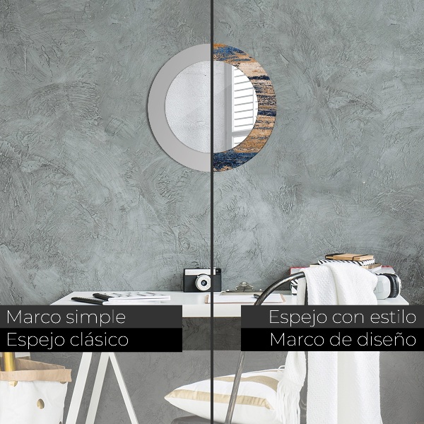 Lustro ramka z nadrukiem okrągłe Abstrakcyjne drewno