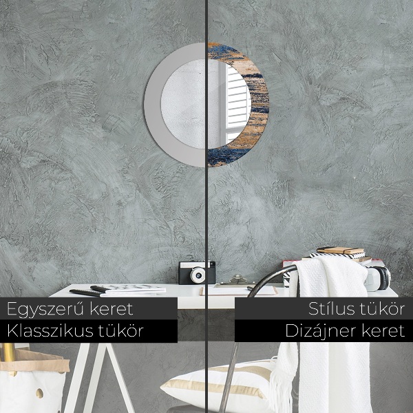 Lustro ramka z nadrukiem okrągłe Abstrakcyjne drewno