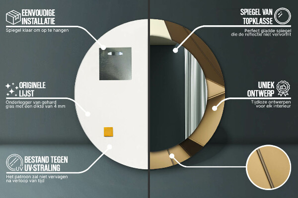 Lustro z drukowaną ramką okrągłe Nowoczesna abstrakcja