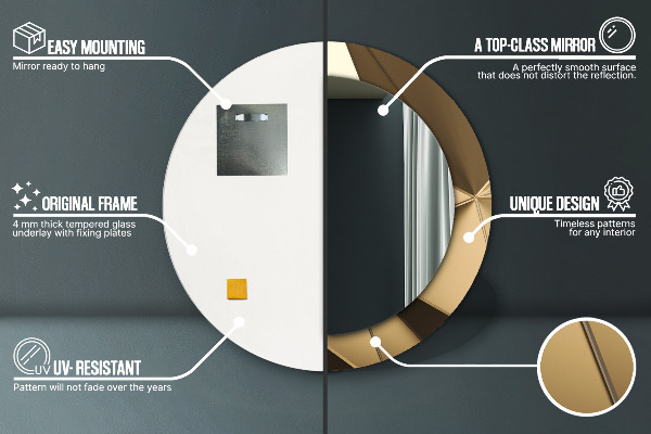 Lustro z drukowaną ramką okrągłe Nowoczesna abstrakcja