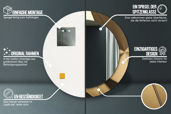 Lustro z drukowaną ramką okrągłe Nowoczesna abstrakcja