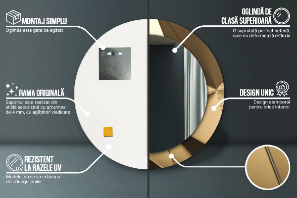 Lustro z drukowaną ramką okrągłe Nowoczesna abstrakcja