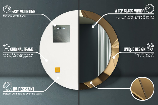 Lustro z drukowaną ramką okrągłe Nowoczesna abstrakcja