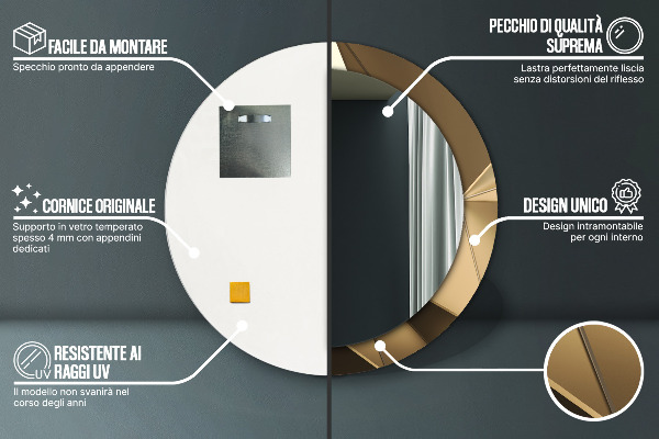 Lustro z drukowaną ramką okrągłe Nowoczesna abstrakcja